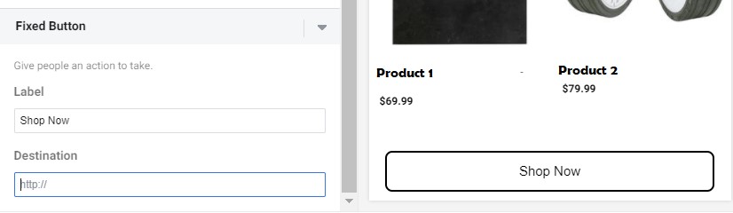facebook ad button example