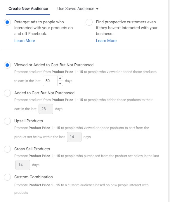 new audience facebook ads