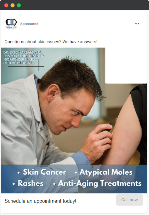 dermatology clinic - social media ad example