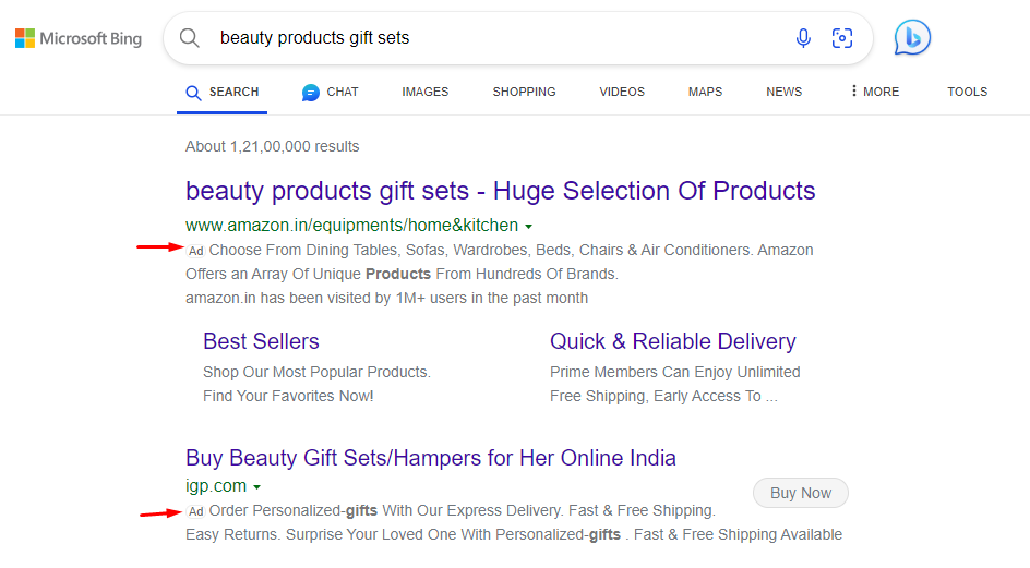 bing cosmetics ads example