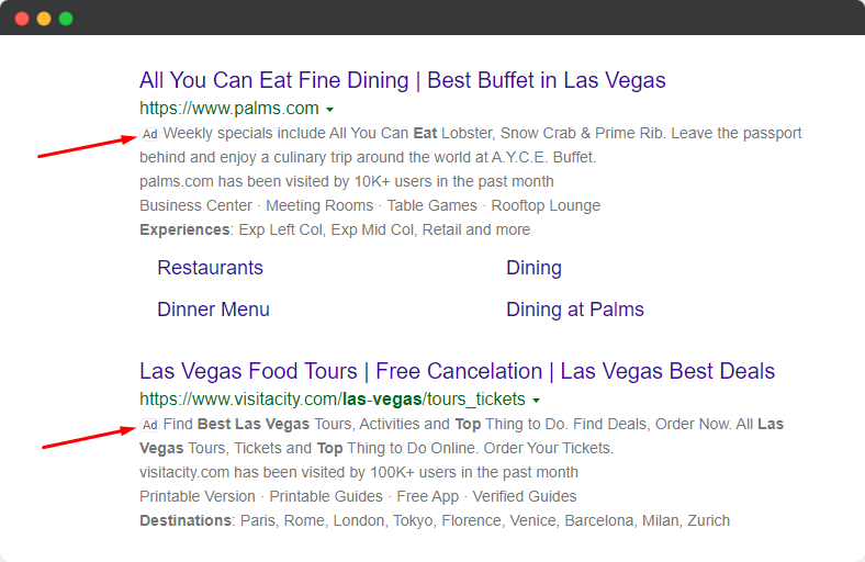 bing - local restaurant ads example 2