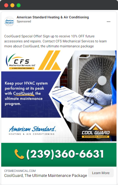 meta ads - hvac ads example