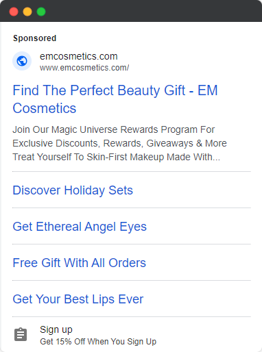 cosmetics google ads example 2