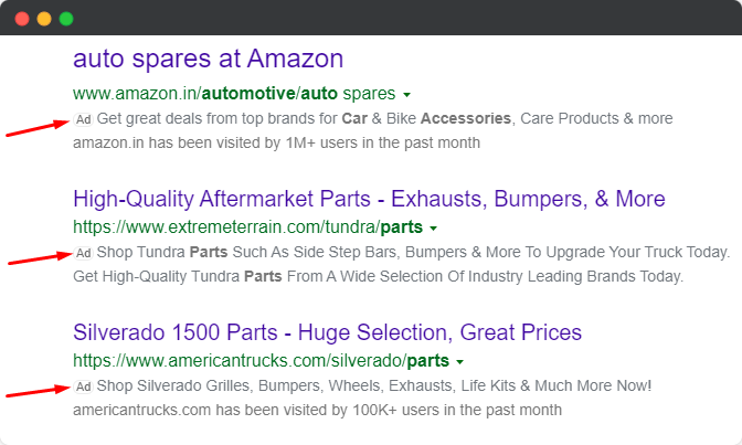 automotive bing ads example
