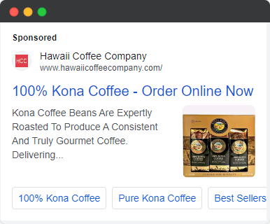 food and beverage google ads example