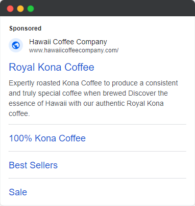 food and beverage google ads example