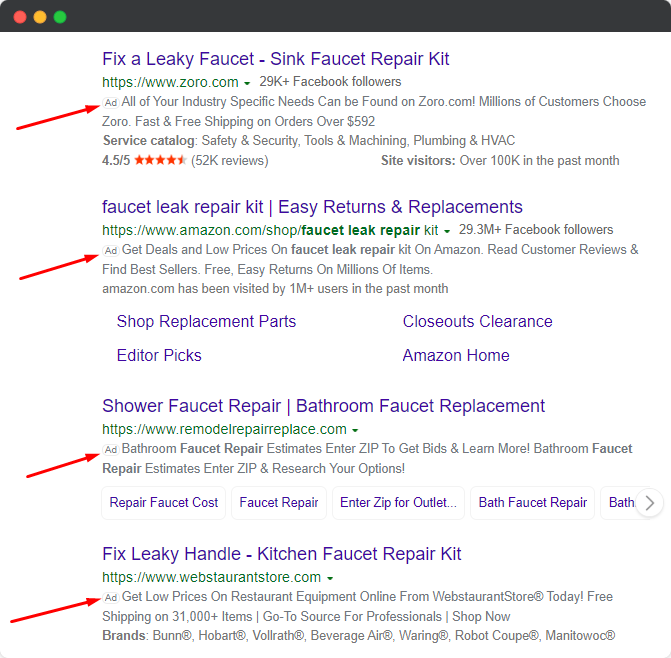 bing ads - plumber ad example