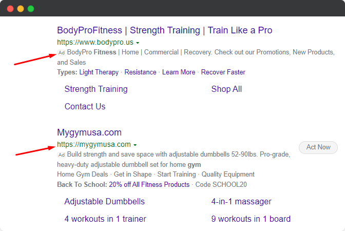 bing - gym ad example