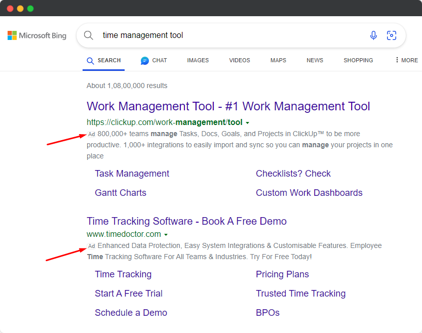 bing - saas ads example