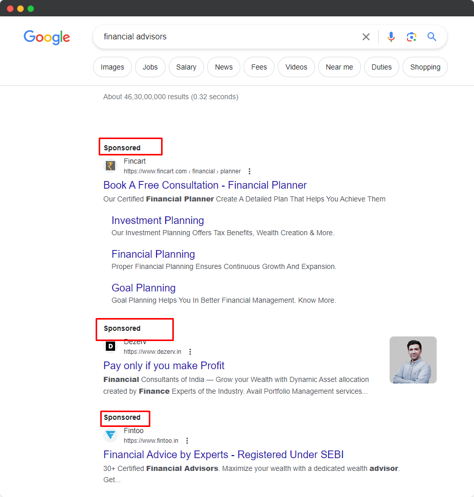 google - finance ads example