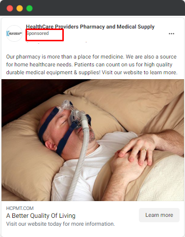 meta ads - medical supply ad example