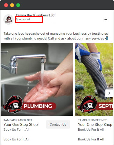 meta ads - plumber ad example