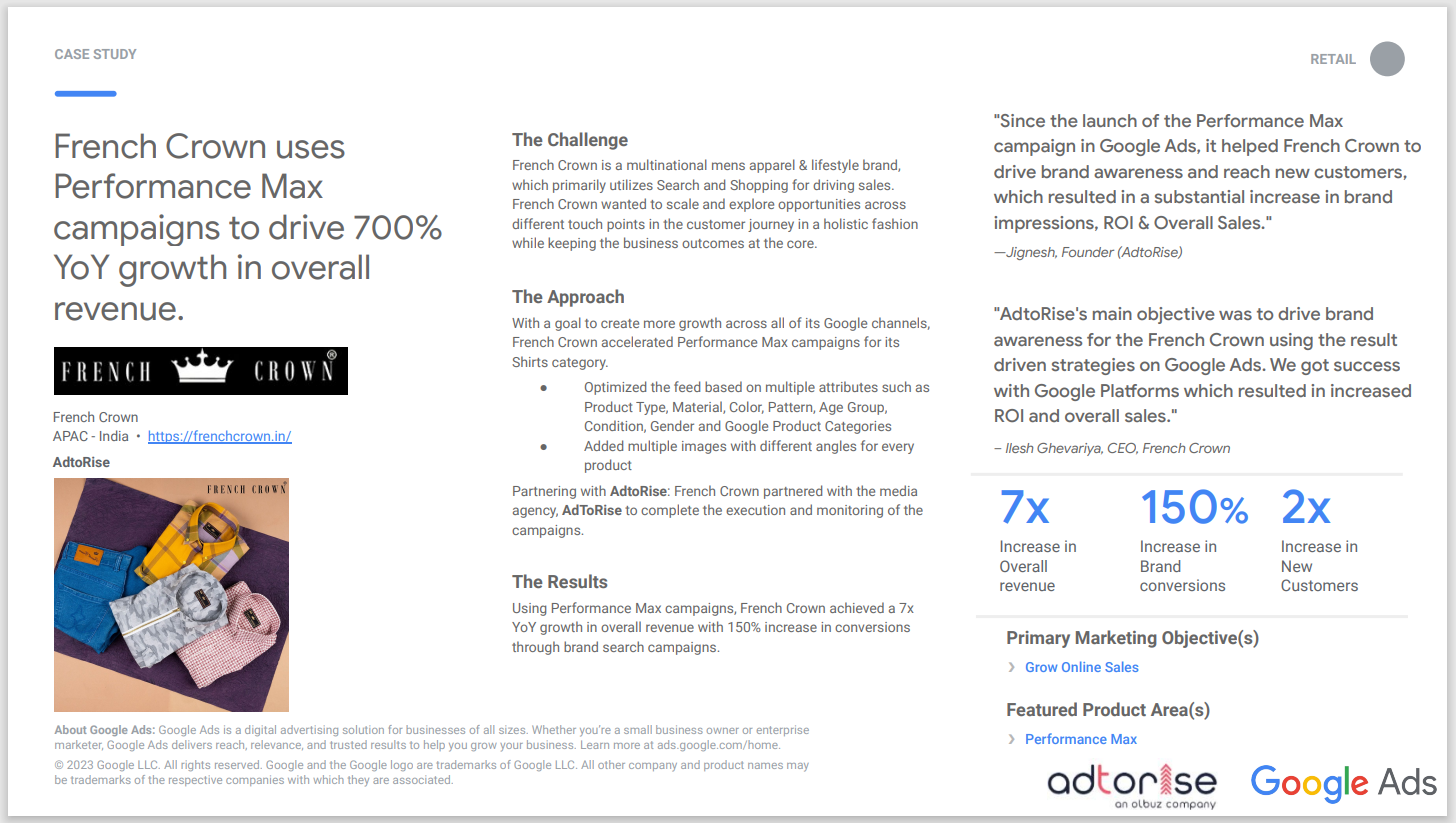frenchcrown case study by google